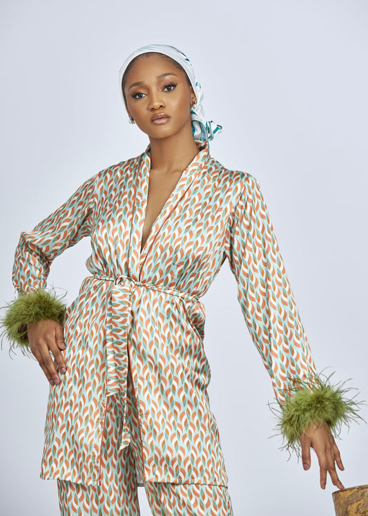 FEATHER KIMONO SET